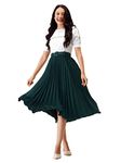 AASK Women Fit& Flare Polyster Solid Green Color Knee Length Dress For Women_Medium