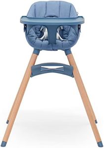 Lalo The Chair Convertible 3-in-1 High Chair - Wooden High Chair for Babies & Toddlers, Baby High Chair with Dishwasher Safe Tray, Adjustable Footrest & Machine Washable High Chair Cushion, Blueberry