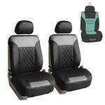 FH Group Deluxe Faux Leather Diamond Pattern Front Set Car Seat Cushions with Gift- Universal Fit for Cars, Trucks, & SUVs (Gray/Black)