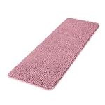 Yeaban 47 x 17 Bathroom Rug – Thick Chenille Bath Mats | Absorbent and Washable Bath Rug Non-Slip, Plush and Soft Rugs for Bathroom Floor, Shower, Sink(Rose Dawn