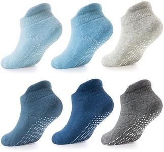 LA ACTIVE Non Slip Grip Ankle Boys and Girls Socks with Non Skid for Babies Toddlers and Kids Back to School