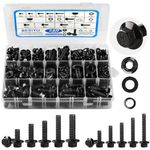 Besitu 280Pcs Metric Flange Bolt Assortment, M6x1.0, M8x1.25, M10x1.5 (12mm to 30mm) Assorted Hex Bolts and Nuts Washers Kit for Automotive, 10.9 Black Zinc Galvanized