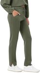 ODODOS Women's Modal Soft Split-Hem High Waist Pants with Pockets Adjustable Shockcord Casual Lounge Pants, Dark Sage, Medium