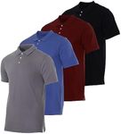 4 Pack: Big and Tall Men’s Cotton Pique Quick Dry Fit Polo Shirt Short Sleeve Golf Tennis Work Casual Collared Clothing Active Athletic Performance Tech Sports Clothes Plus Casual Top - Set 10, 5X