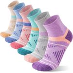 Merino Wool Ankle Hiking Running Socks Warm Winter Thermal Thick Compression Moisture Wicking Quarter Socks Gifts Stocking Stuffers for Men Women 6 Pairs(Color Series,M)
