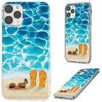 AKORAVO Designed for iPhone 12 Case,for iPhone 12 Pro Case,Slim Soft TPU 360 Full Protective Clear Phone Cover Cases with Art Design for iPhone 12/12 Pro 6.1 Inch,I Love Summer Vacation Blue Sea Beach