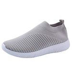 FGUUTYM Women's Lace-Up Casual Shoes, Trainers, Running Shoes, Non-Slip Trainers, Jogging Shoes, Lightweight, Breathable Sports Shoes, Single Shoes, Slip-On Flat Shoes, Fitness Shoes, gray, 38 EU