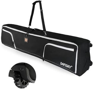 DAFISKY Ski Bags for Air Travel - Ski Bag with Wheels Fit Single Snowboard or Double Skis up to 175 or 190 cm All-Round Padded Protection for Boots, Helmet, Skiing Gear, Black