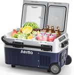Aeitto 12 Volt Car Refrigerator, 32QT(30L) Dual Zone Portable Car Fridge Freezer -4℉-68℉ Electric Cooler Dual Temp Control Cooling Freezing 12/24V DC & 100-240V AC for Travel, Camping, RV, Road, Home