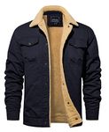 TACVASEN Men's Winter Fleece Lined Cargo Jackets Corduroy Warm Casual Cotton Coats Sherpa Jacket for Men Outdoor Work Outerwear Navy 2XL