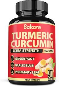 6in1 Turmeric Curcumin 4670mg with Black Pepper - 90 Capsules 3-Month Supply -Combined Ginger Root, Garlic Bulb, Rosemary- Healthy Joint & Muscle, Digestive And Immune System Support