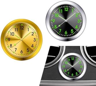 Irinidig 2 PCS Mini Car Clock for Dashboard, 1.57" x 0.31" Durable Metal Vehicle Luminous Clock with Adhesive, Decorative Automotive Clock Accessories for Boats Trucks SUVs Cars (Gold & Black)