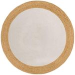 vidaXL Area Rug Home Living Room Bedroom Decorative Handmade Floor Mat Jute Carpet Round Rug Braided White & Natural 150 cm Jute & Cotton Round