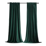 MIULEE Dark Green Velvet Curtains Thermal Insulated Blackout Curtain Drapes for Bedroom Living Room Darkening 90 Inches Long Curtains Panels Rod Pocket Set of 2