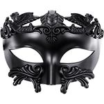 KEFAN Halloween Mask Greek Roman Masquerade Mask Mens Venetian Mardi Gras Mask(Black)