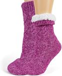 Tough Land Slipper Socks for Women with Grippers Non Slip, Sherpa Lined Slipper Socks