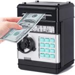 Piggy Bank Toys for Boys Girls, Children's Real Money Cash Coin Can ATM Bank with Password, Electronic Money Bank for Kids Boy, Great Birthday Christmas Toy Gifts for Kids - Black