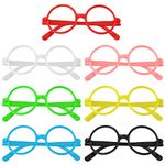 KINBOM 7pcs Round Glasses Frame No Lenses, Colorful Wizard Glasses for Cosplay Halloween Costume Party St Patrick's Day