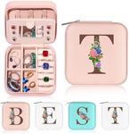 Yesteel Teacher Appreciation Gifts - Personalized Teacher Gifts for Women, Small Travel Jewelry Case Jewelry Organizer Jewelry Box Initial T