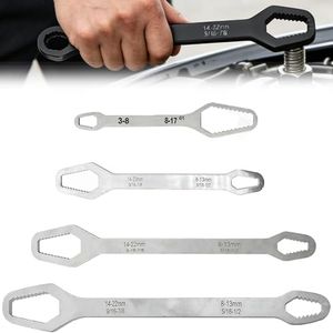 Morekfly Universal Torx Wrench Set 4-Piece, Double Head Adjustable Wrench Kit Professional Multi-function Hand Tool, Anti-slip Small Wrench for Home Car Bike Repair Mechanical Work (Grey)