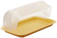 Signoraware Big Bread Box with Moving Lid | Semi Transparent | Food Grade BPA Free | Freezer Microwave Oven Dishwasher Safe | Breads Sandwich cakes ( Lemon Yellow | LxWxH -31.5X20.6X15 Centimetres)