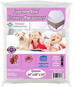 v Superior Extra Heavy 8 Gauge Vinyl Mattress Protector Zippered Encasement Cover 100% Waterproof & Bed-Bug Proof Queen