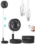 AICase Stand Fan,Folding Portable Telescopic Floor/USB Desk Fan with 7200mAh Rechargeable Battery,4 Speeds Super Quiet Adjustable Height and Head Great for Office Home Outdoor Camping-Black