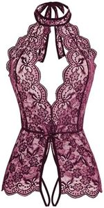 Ababoon Women One Piece Lingerie Lace Sexy Baby Dolls Teddy Sleepwear (Dark Red, 4X-Large)