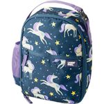 Lands' End Kids' Soft Sided Lunch Box Blue/ivory Unicorn Stars 11" x 8" x 3"