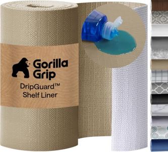 GORILLA GRIP DripGuard Shelf Liner, Non-Adhesive Drawer and Kitchen Cabinet Protector, 20x240 Inch, Strong Grip Slip Resistant Underside, Smooth Surface Liners for Cabinets, Bathrooms, Closets, Beige