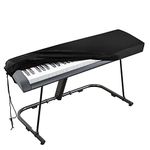 Piano Keyboard Cover, Stretchable Velvet Dust Cover with Adjustable Elastic Cord and Locking Clasp for 76 Keys Electronic Keyboard, Digital Piano, Yamaha, Casio, Roland, Consoles and more(Black)