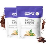 OZiva Protein & Herbs for Men to Build Lean Muscles, Increase Muscle Size & Strength | 23g Certified Clean Protein & 5.5 BCAAs with | Protein Powder for Men | 2 lbs, Chocolate (Pack of 2)