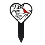 Memorial Grave Markers Heart Memorial Plaque Stake Sympathy Grave Markers Cemetery Cardinals Garden Stake Memorial Metal Grave Stake Decoration for Mom Dad Cemetery Outdoors Yard Garden(Dad-A)