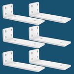 MLOQI 6 Pack Scaffold Board Shelf Brackets Heavy Duty, White Floating Shelf Bracket, 5mm Thick Wall Brackets for Shelves up to 50 KG (White 20cm)