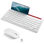 UrbanX Compact Rechargeable Wireless Multi-Device Bluetooth Keyboard and Mouse Combo with Bracket for Samsung Galaxy S22 Ultra 5G Supports Windows, macOS, Android, PC, Mac, Laptop, Smartphone, Tablet