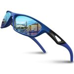 RIVBOS Polarized Sports Sunglasses Driving Sun Glasses for Men Women Tr 90 Unbreakable Frame for Cycling Baseball Running Rb831 (Blue Mirror Lens)