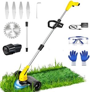 Aokia Electric Weed Wacker Cordless, 12V Battery Powered Weed Eater Cordless with Adjustable Pole (65inch), Lightweight Grass Trimmer Cutter/Mower/Edger with 2 Types Blade for Garden and Yard Lawn