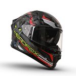 HEADFOX N2F Shady Full Face Bluetooth Helmet for Bike | Waterproof Smart Helmet for Man & Women | ISI Certified | Built-in Bluetooth | Glossy Red Large (60 CM)
