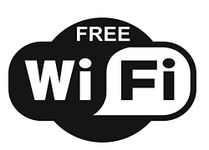 4 x Free Wifi Signs Symbols Stickers Decals Internet Cafe Bar Club Office Shop (15cm x 10cm) BLACK