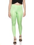 COPPERSMITH Shimmer Ankle Leggings for Women| Tailored Cut Slim Fit for Girls | Ladies Skinny Stretchable fit Pants | Casual Shiny Leggings Tea Green