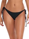 Ocean Blues Women's Black Tie Sides Bikini Bottom Low Rise Swim Bottom Size Medium