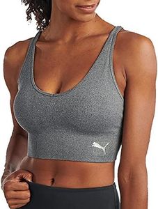 PUMA Women's Seamless Sports Bra, Heather Grey, Large