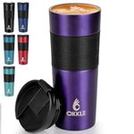 OKKLE Travel Mugs for Hot Drinks 600ml, Insulated Coffee Mug with Leakproof Lid BPA-Free Coffee Travel Mug, Vacuum Insulation Stainless Steel Cup for Hot and Cold Coffee and Tea