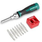 HYCHIKA Ratcheting Screwdriver 16-in-1 Multi Bit Screw Driver, Ratchet Screwdriver Set All in One with Phillips, Slotted, Torx, Square, Hex bit and Double End Nut Driver