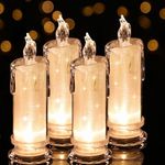 4 PCS LED flameless Candles (D:2.5" x H:7"),Flickering LED Pillar Candles, Battery Included, Outdoor Indoor Battery Operated Candles for Graduation Party Wedding House Desk Bedroom Patio Decorations