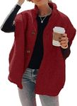 Hongqizo Womens Fuzzy Fleece Vest Casual Oversized Warm Coat Button Down Sherpa Vest Winter Cute Jacket with Pockets, Red, XX-Large