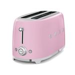 Smeg 50's Style Retro Aesthetic 4 Slice Toaster 6 Presets with 2 Extra Wide Slots, Pink, TSF02PKUS