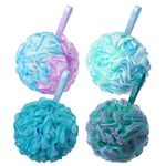 SYHZC Large 75g Loofah, Shower Puff for Women and Men, Mesh Pouf, Soft Shower Pouf, Bath Scrunchie, Multi Pack Body Puff, Exfoliating Bath Sponge for Adults - Loofa Set of 4 Flower Color