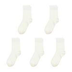 Kids Bamboo School Socks Boys Girls Casual Socks for School Uniform Quarter Breathable Sports Socks 5 Pairs (White, Medium, m)