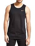 Nike Mens Vest Swoosh Sleeveless Tank Top Cotton Black Navy S M L XL New 823645 010 451 (L, Black)